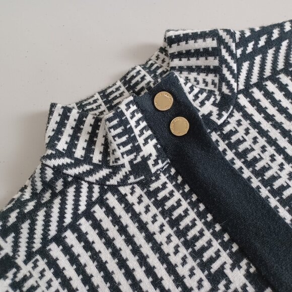 Anne Klein Black White Glen Plaid Knit Coat - Picture 3 of 16